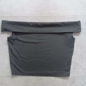 Stitch & Pine Off Shoulder black crop Top Womens XL Y2K Stretch
